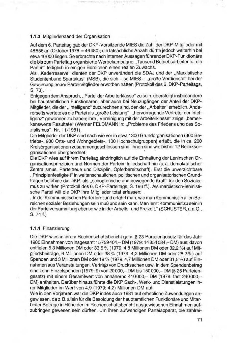 Seite 71 des Verfassungsschutzbericht 1981 Bund