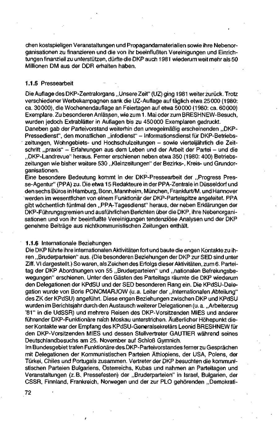 Seite 72 des Verfassungsschutzbericht 1981 Bund