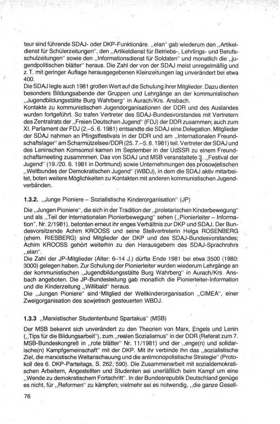 Seite 76 des Verfassungsschutzbericht 1981 Bund