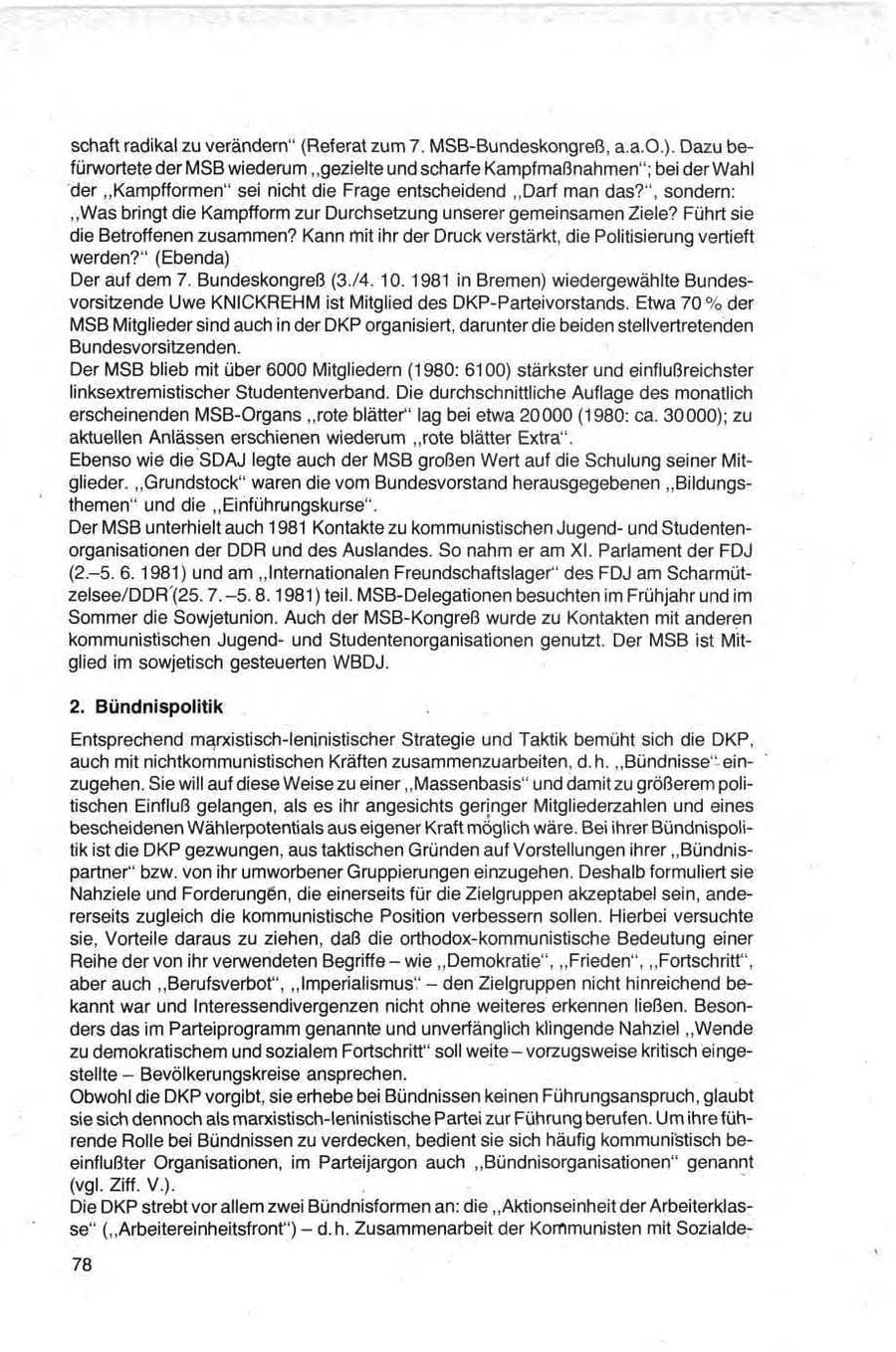 Seite 78 des Verfassungsschutzbericht 1981 Bund