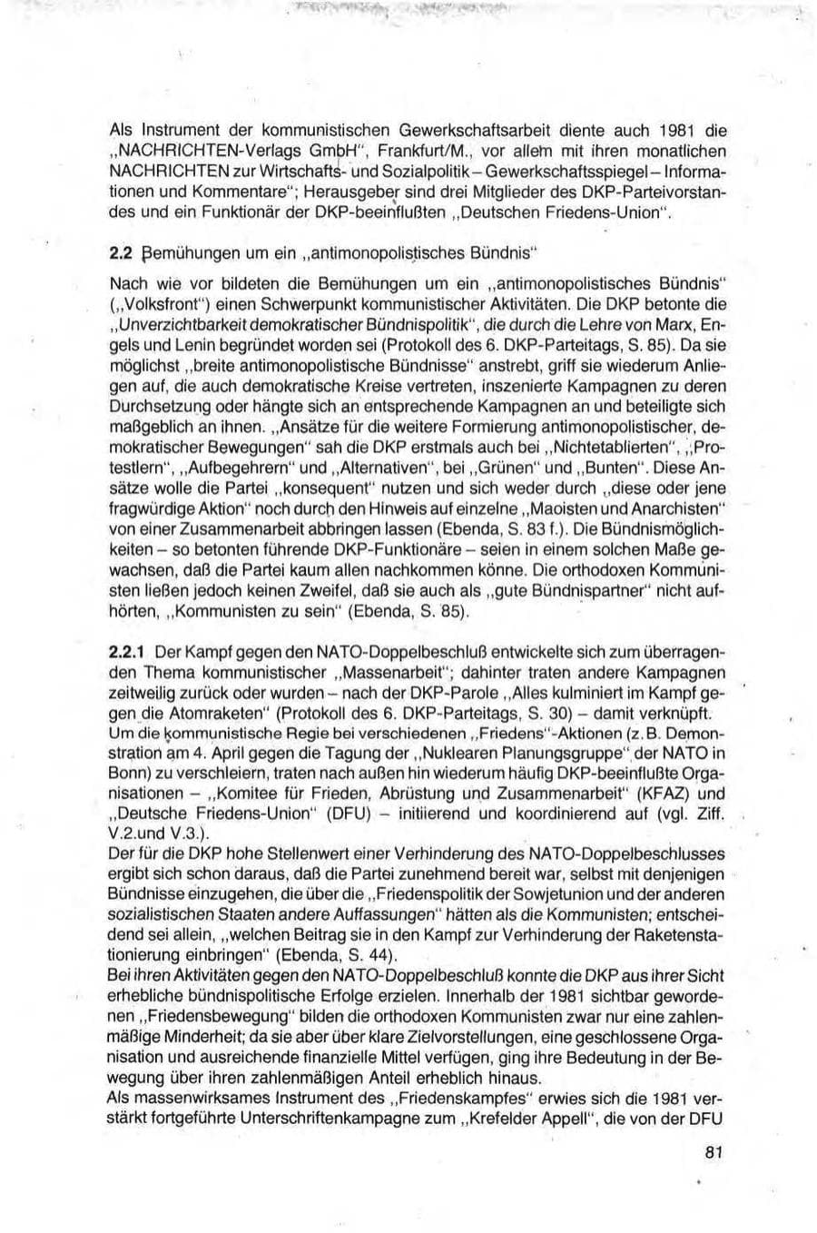 Seite 81 des Verfassungsschutzbericht 1981 Bund