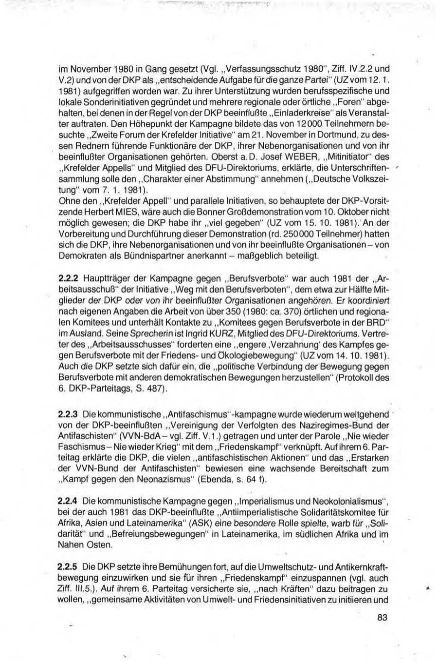 Seite 83 des Verfassungsschutzbericht 1981 Bund