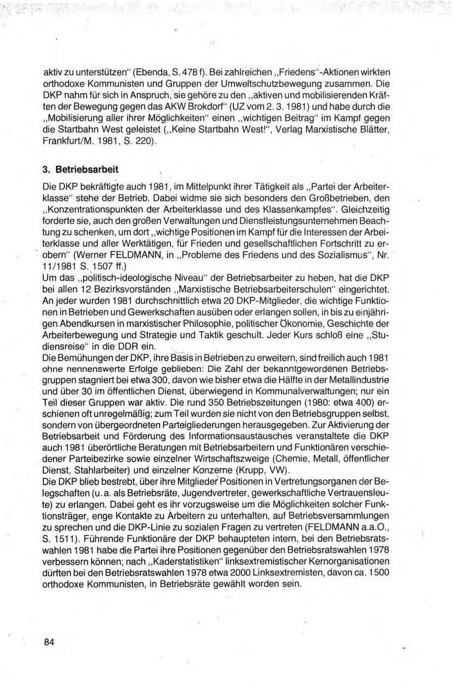 Seite 84 des Verfassungsschutzbericht 1981 Bund