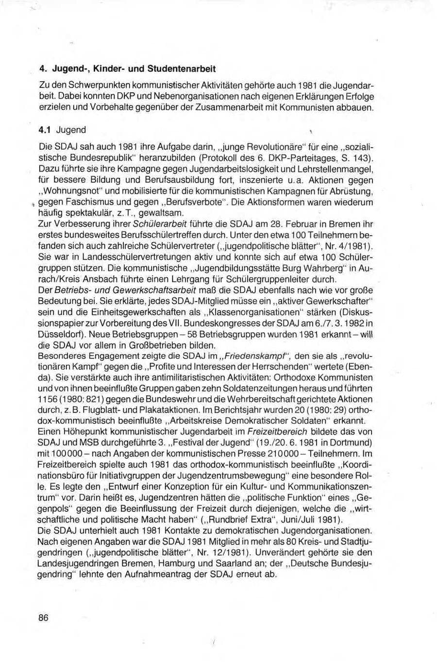 Seite 86 des Verfassungsschutzbericht 1981 Bund