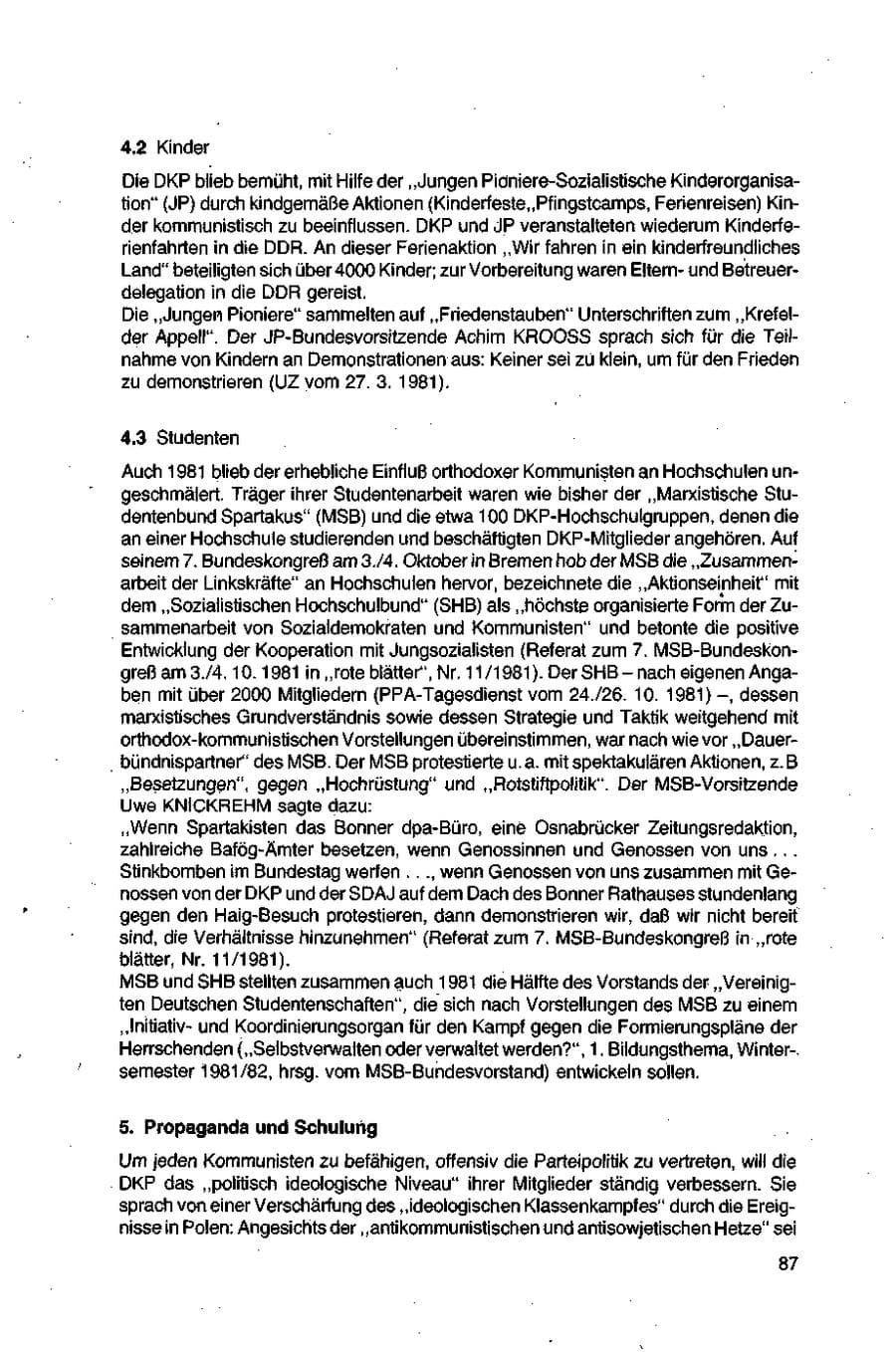 Seite 87 des Verfassungsschutzbericht 1981 Bund