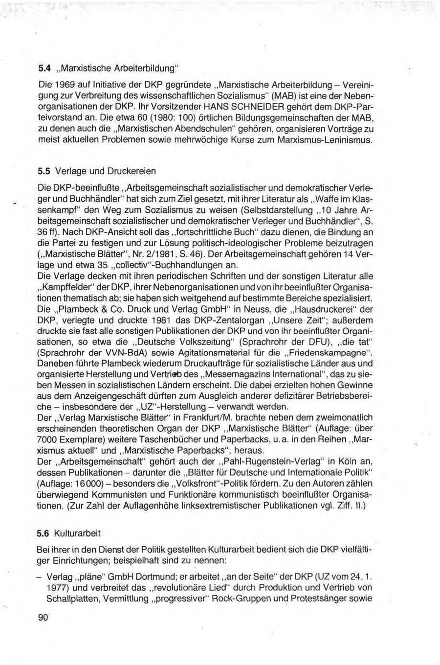 Seite 90 des Verfassungsschutzbericht 1981 Bund
