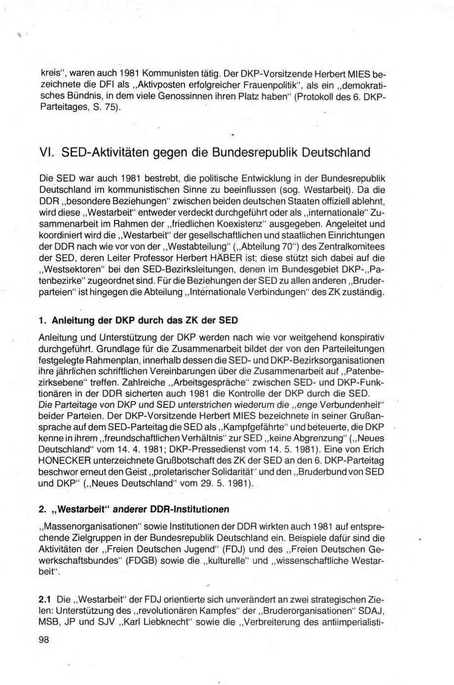 Seite 98 des Verfassungsschutzbericht 1981 Bund
