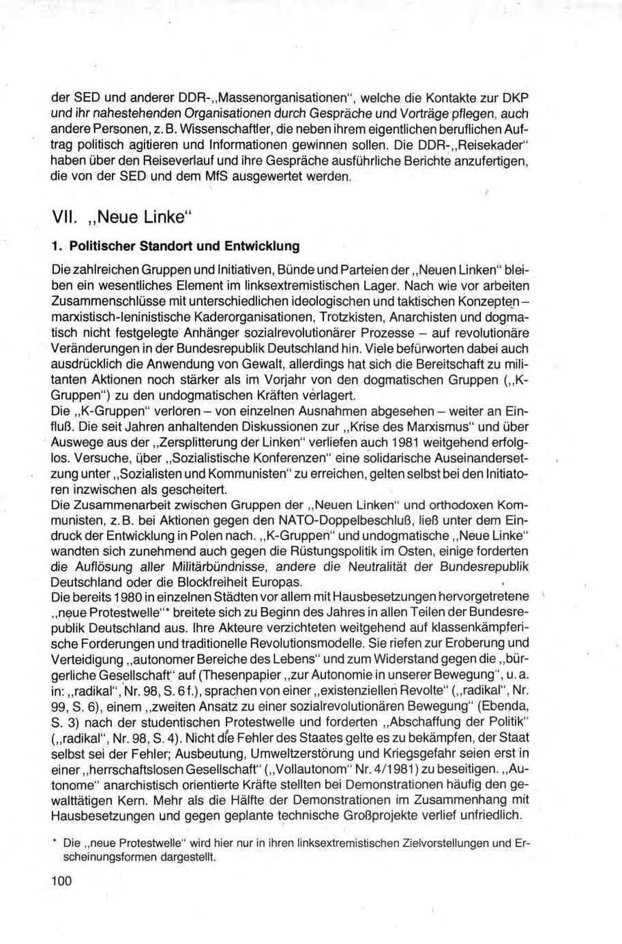 Seite 100 des Verfassungsschutzbericht 1981 Bund