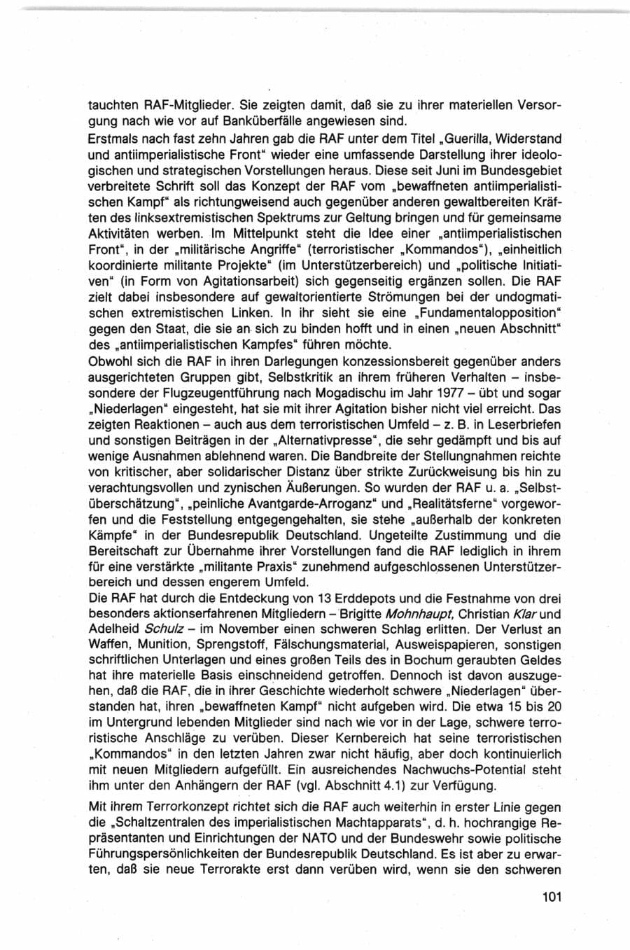 Seite 101 des Verfassungsschutzbericht 1982 Bund