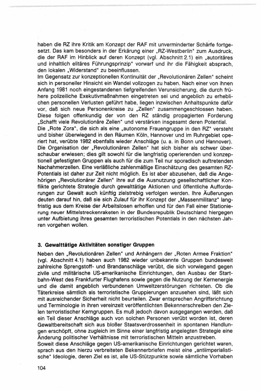 Seite 104 des Verfassungsschutzbericht 1982 Bund