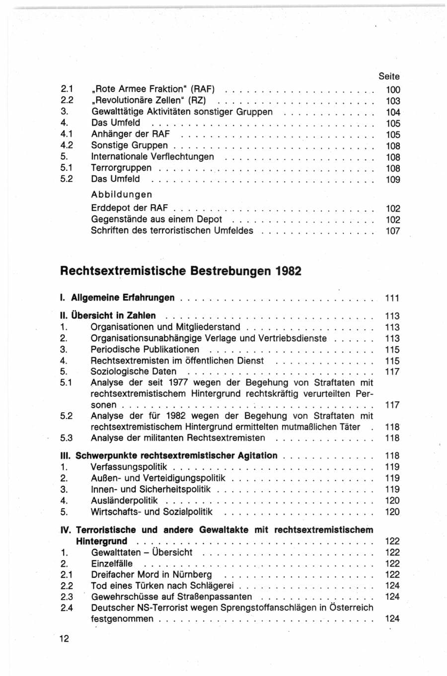 Seite 12 des Verfassungsschutzbericht 1982 Bund