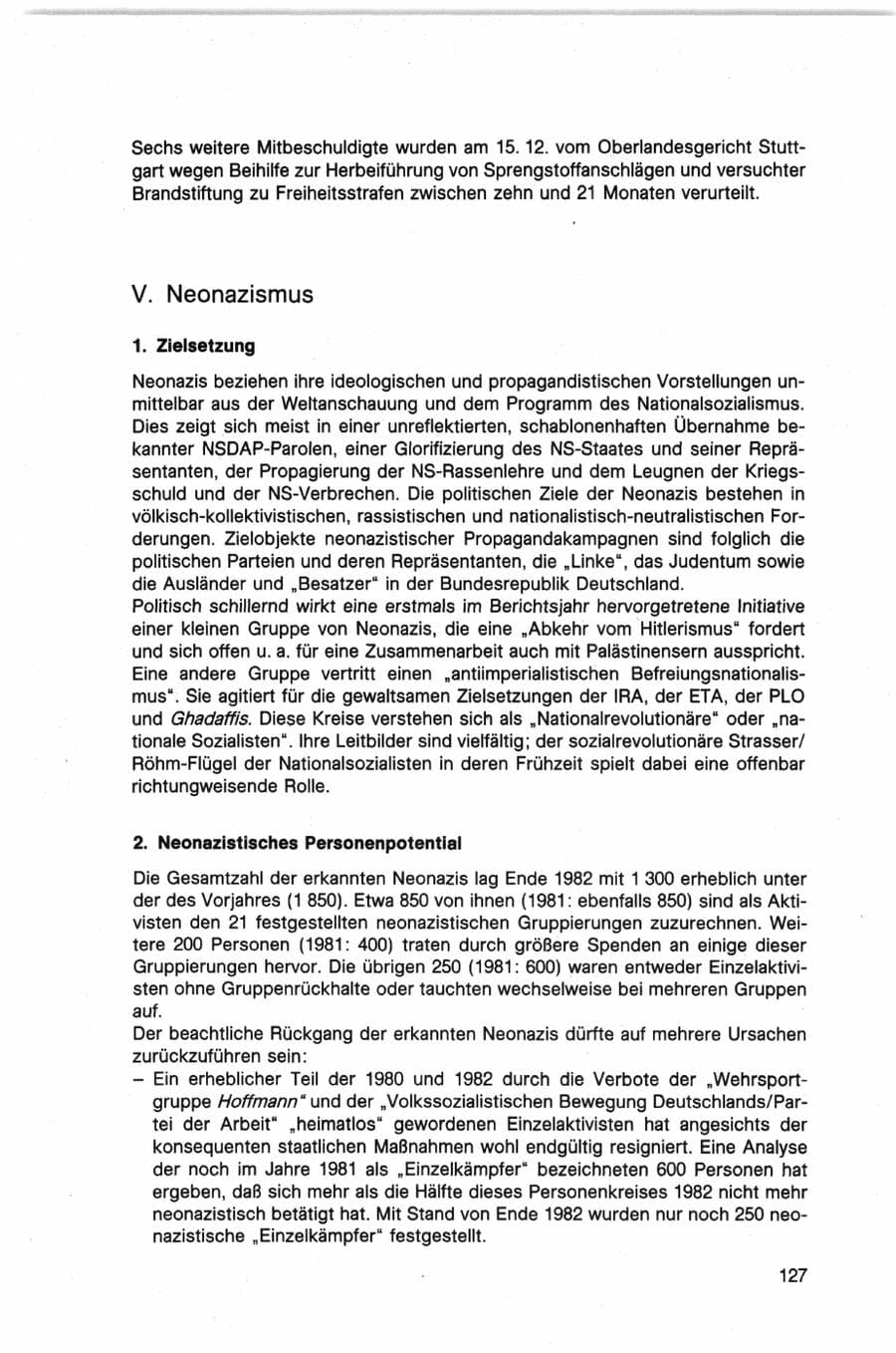 Seite 127 des Verfassungsschutzbericht 1982 Bund