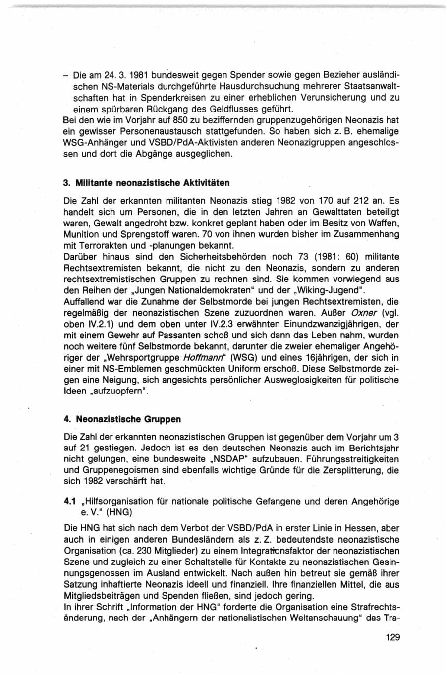 Seite 129 des Verfassungsschutzbericht 1982 Bund