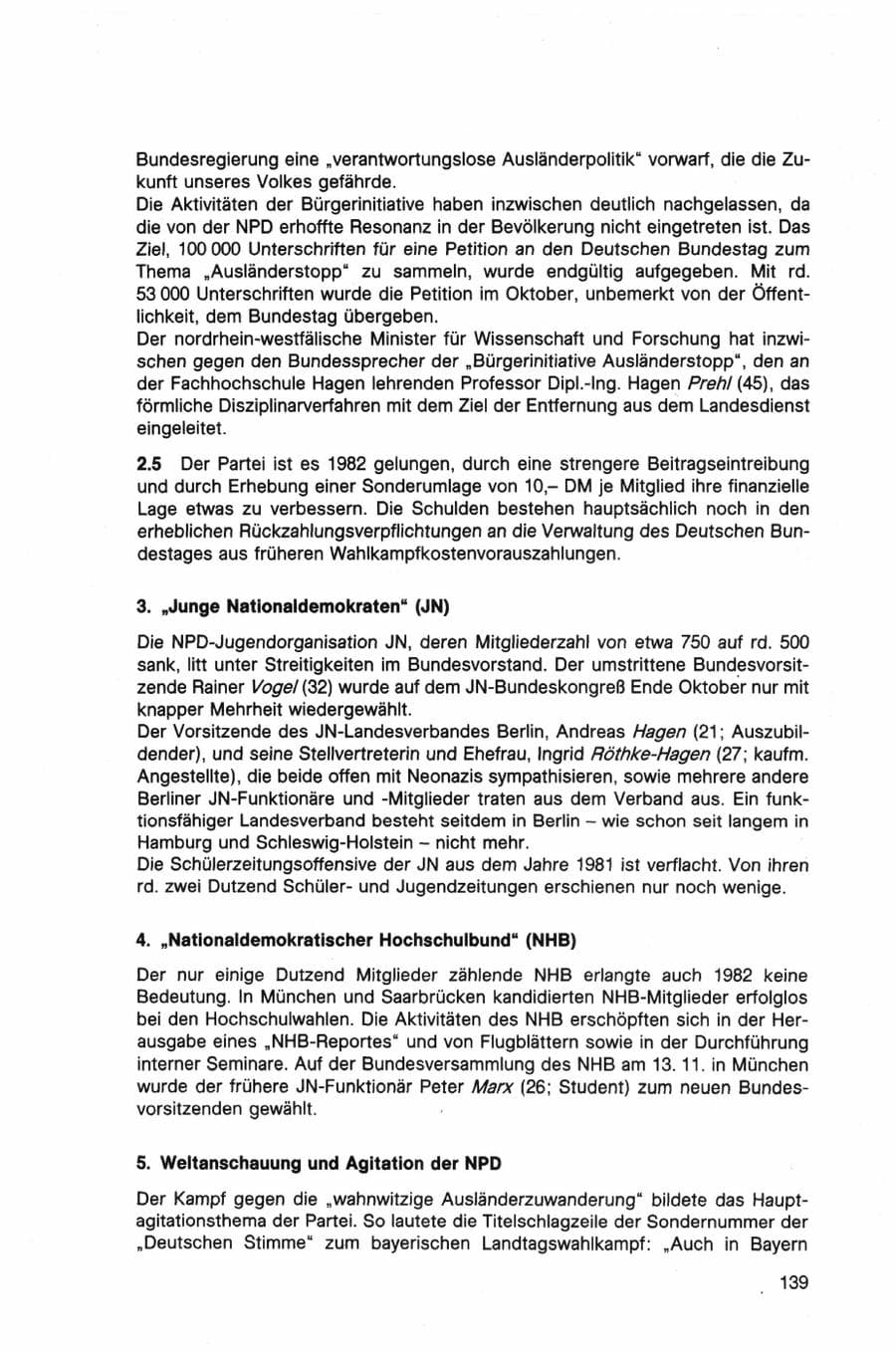 Seite 139 des Verfassungsschutzbericht 1982 Bund