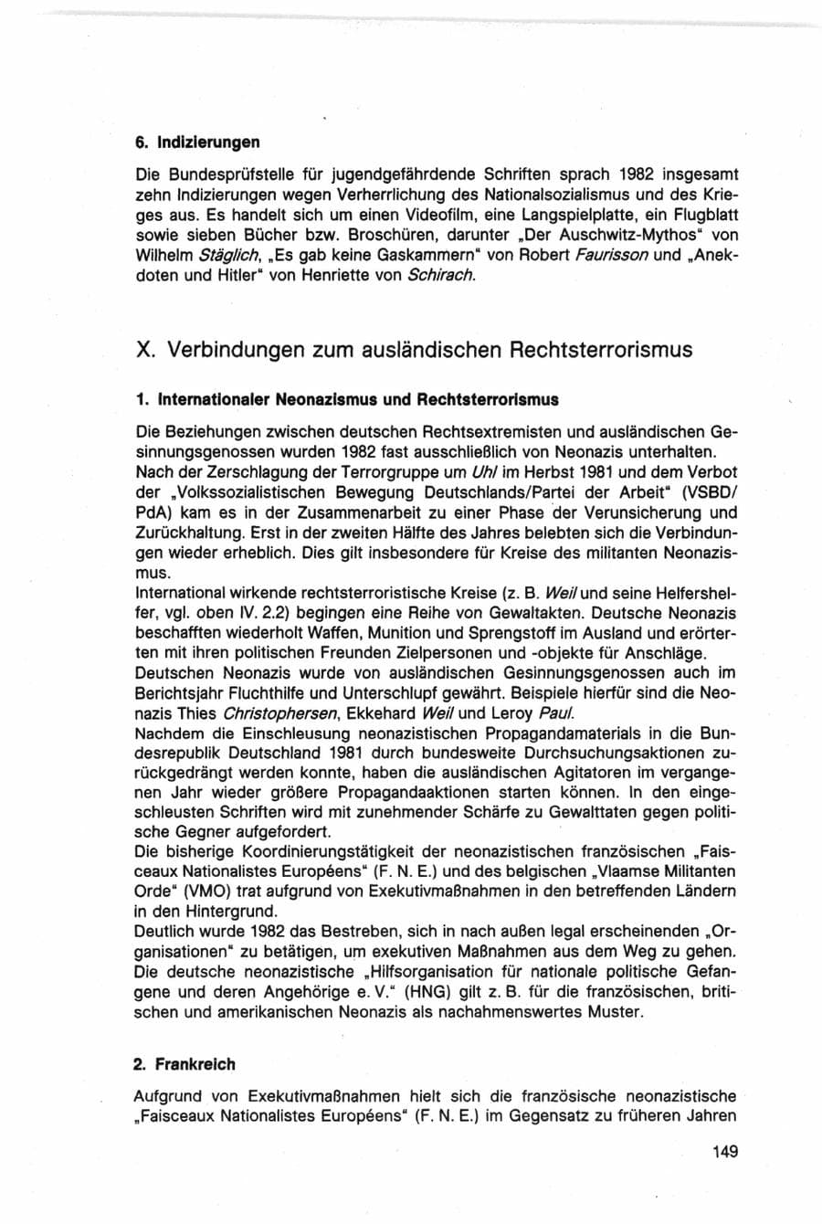 Seite 149 des Verfassungsschutzbericht 1982 Bund