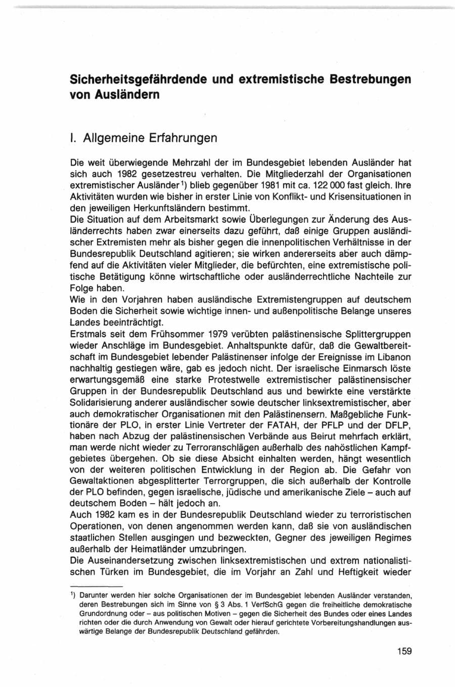 Seite 159 des Verfassungsschutzbericht 1982 Bund