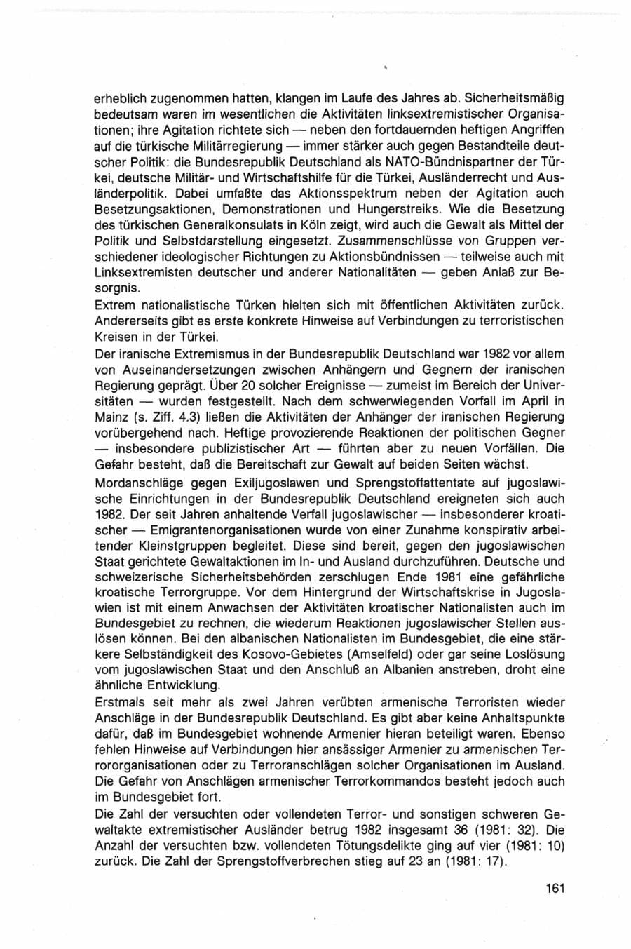 Seite 161 des Verfassungsschutzbericht 1982 Bund
