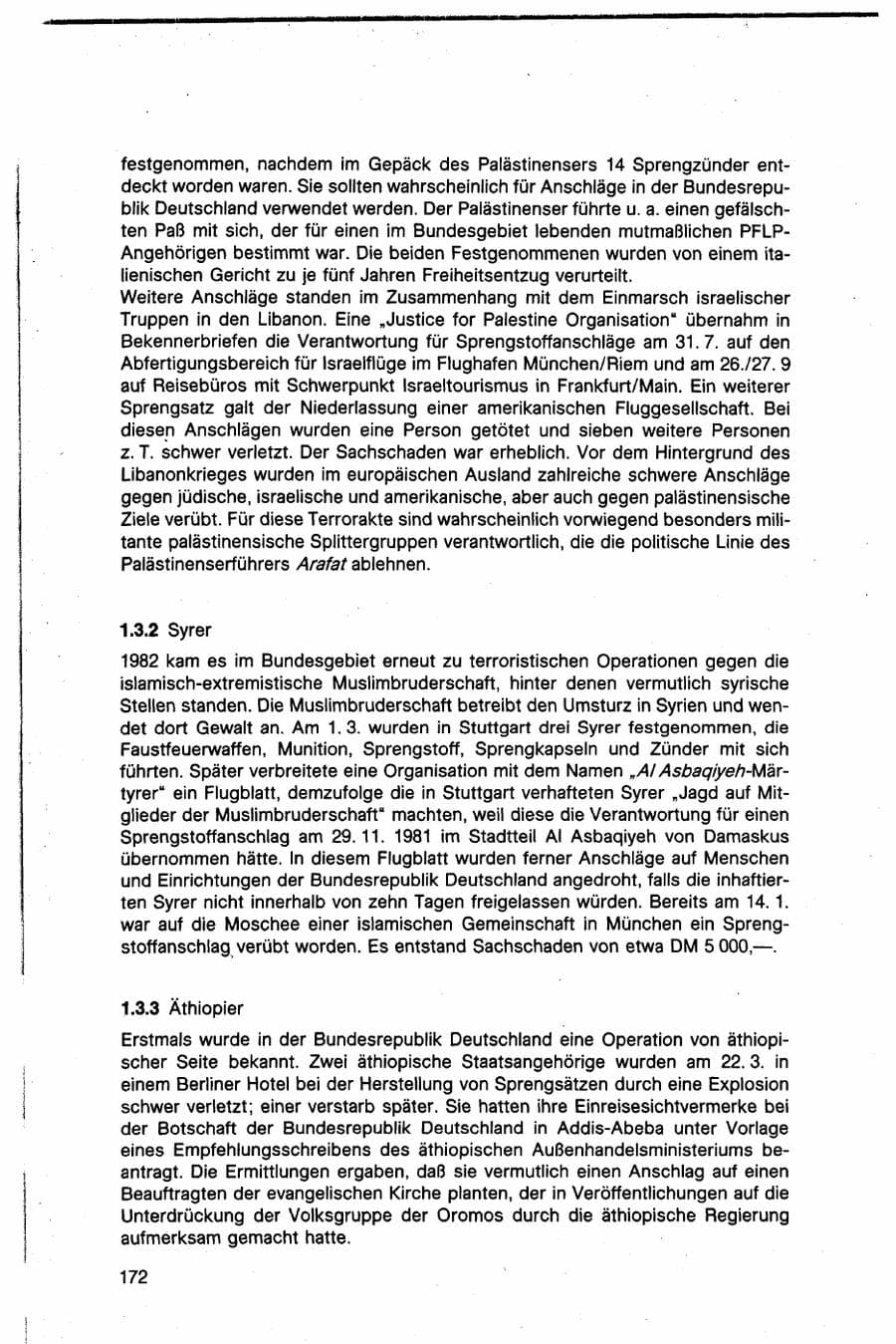 Seite 172 des Verfassungsschutzbericht 1982 Bund