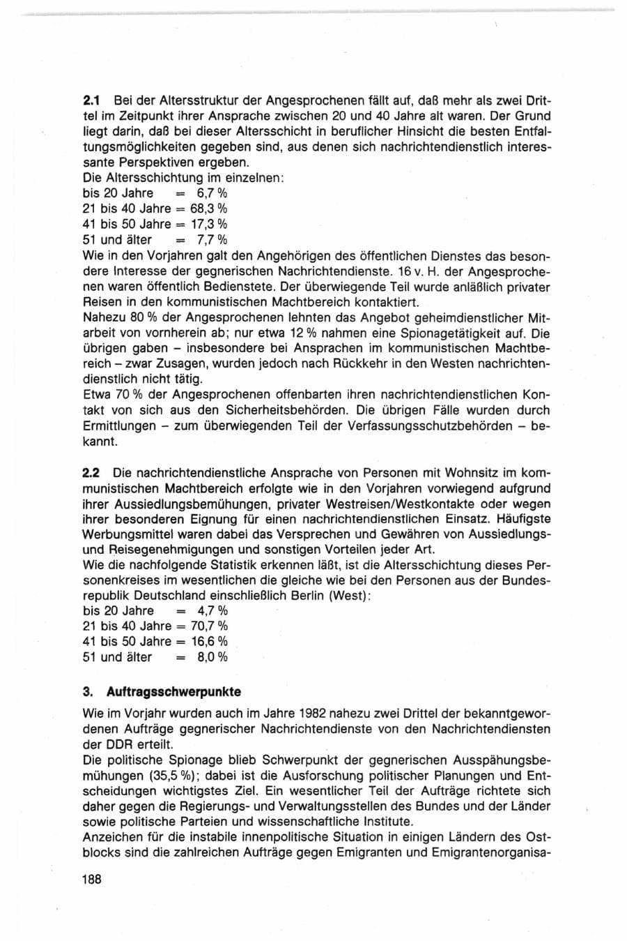 Seite 188 des Verfassungsschutzbericht 1982 Bund