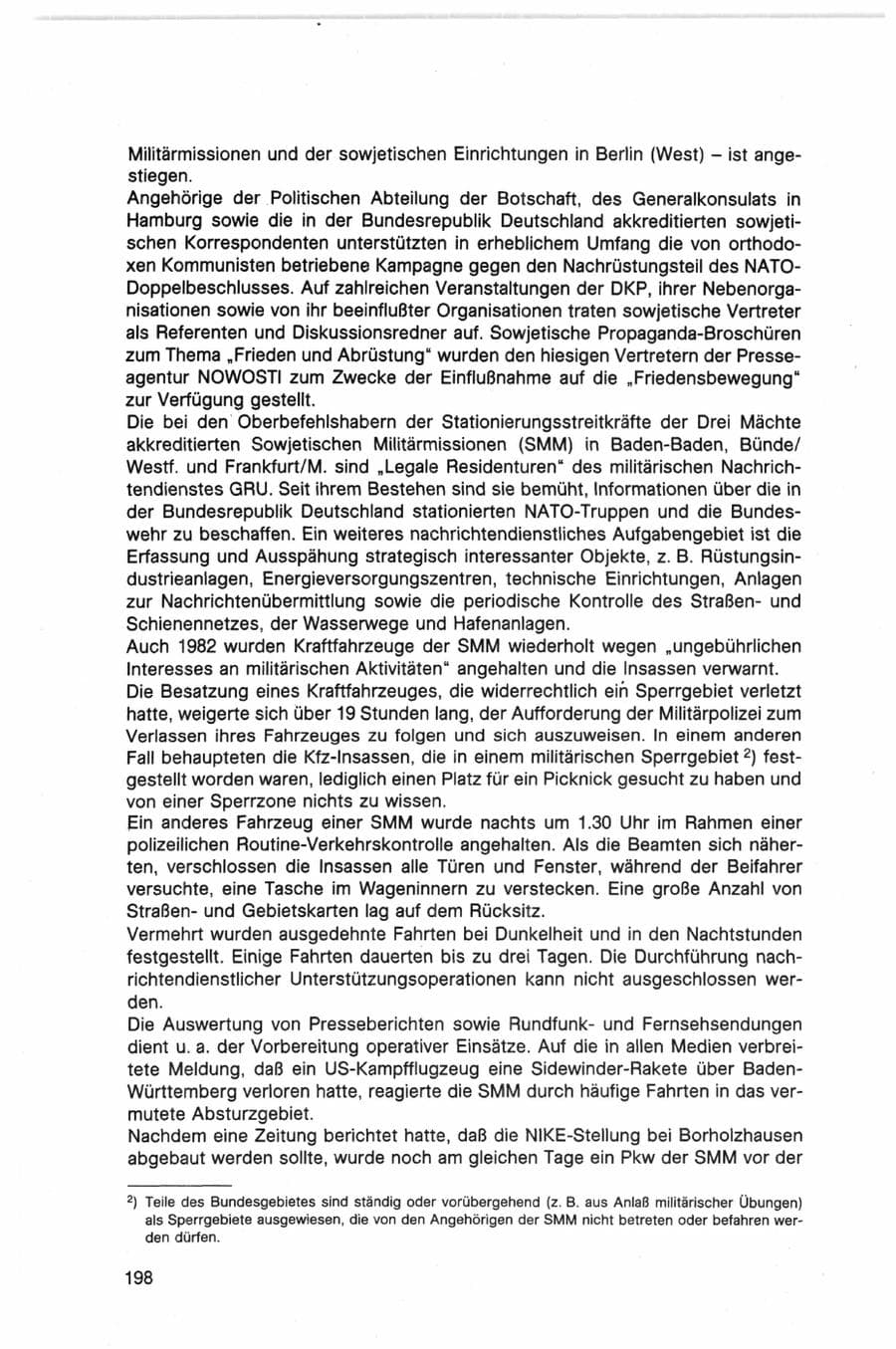 Seite 198 des Verfassungsschutzbericht 1982 Bund
