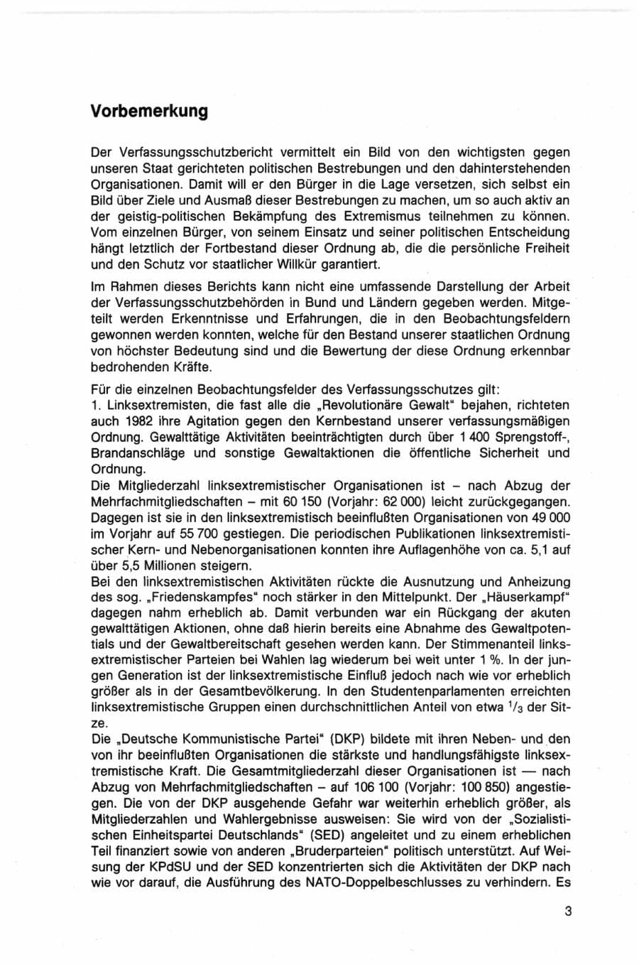 Seite 3 des Verfassungsschutzbericht 1982 Bund