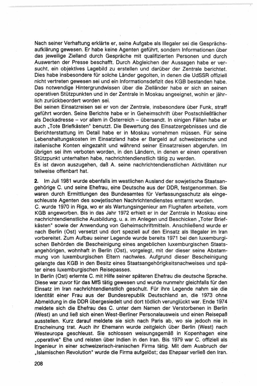 Seite 208 des Verfassungsschutzbericht 1982 Bund