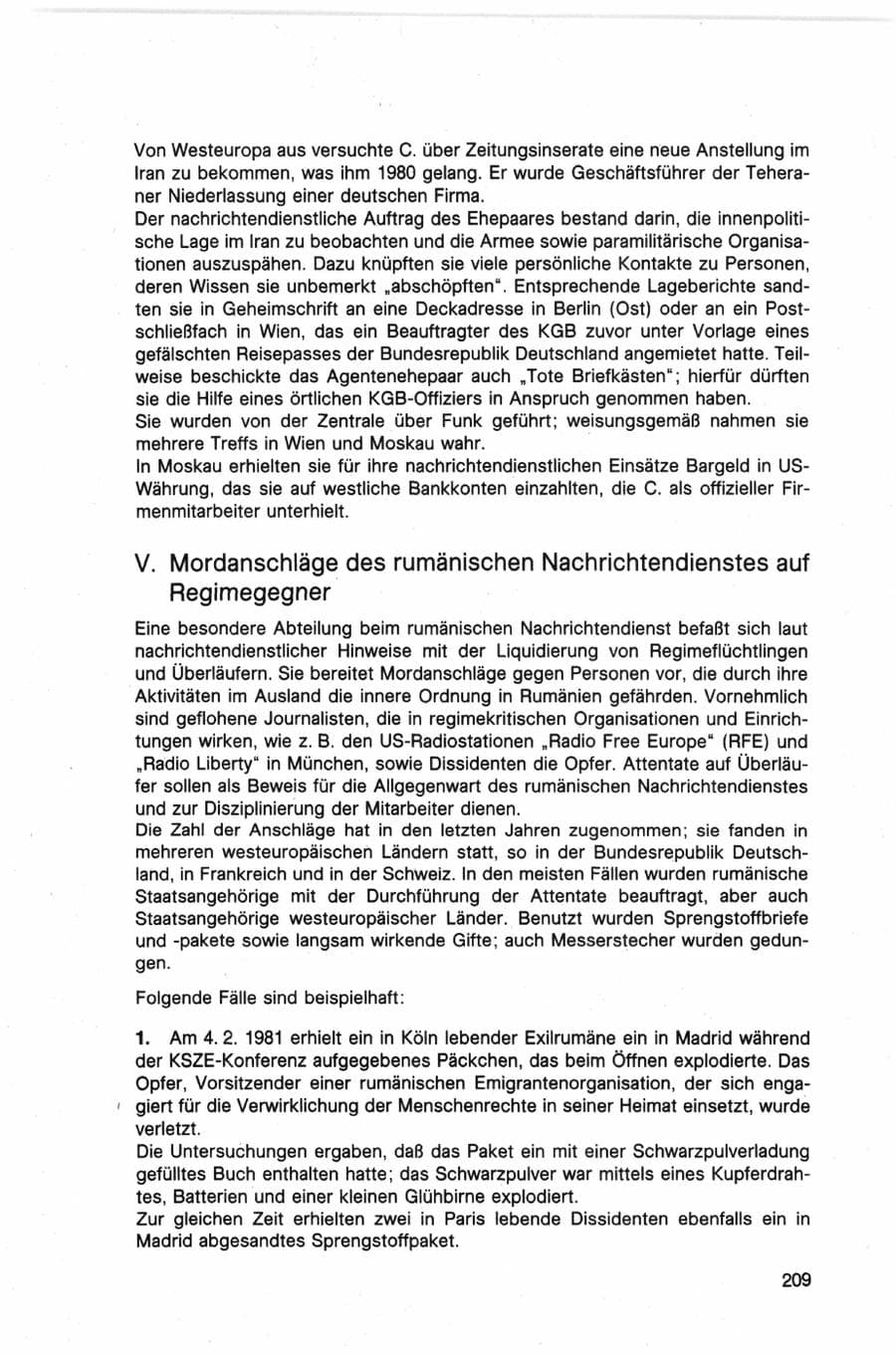 Seite 209 des Verfassungsschutzbericht 1982 Bund