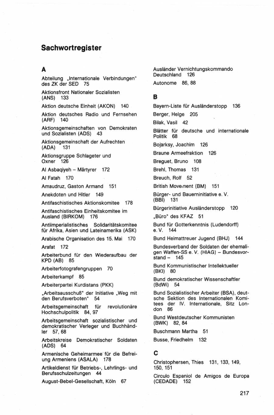 Seite 217 des Verfassungsschutzbericht 1982 Bund