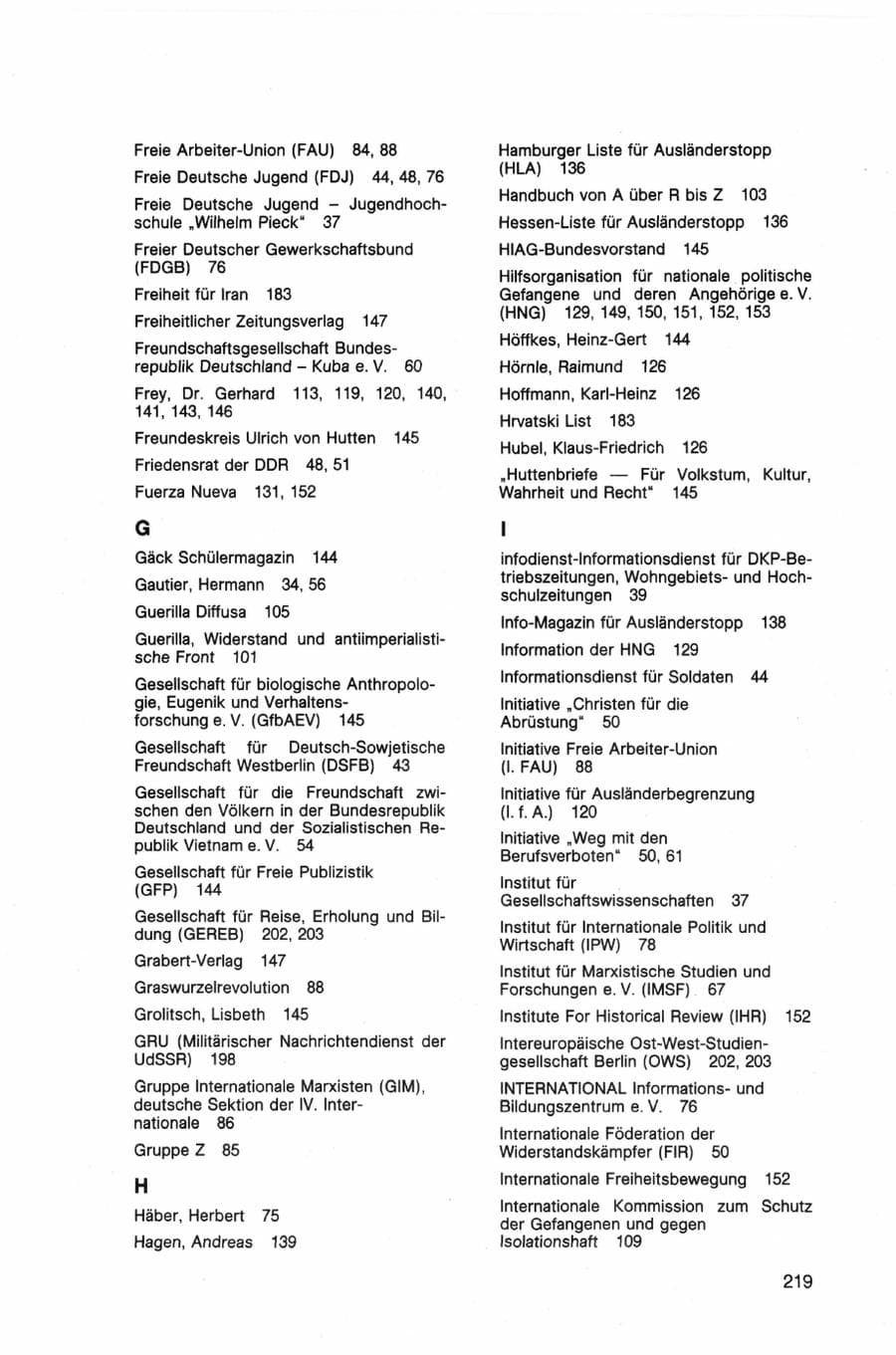 Seite 219 des Verfassungsschutzbericht 1982 Bund