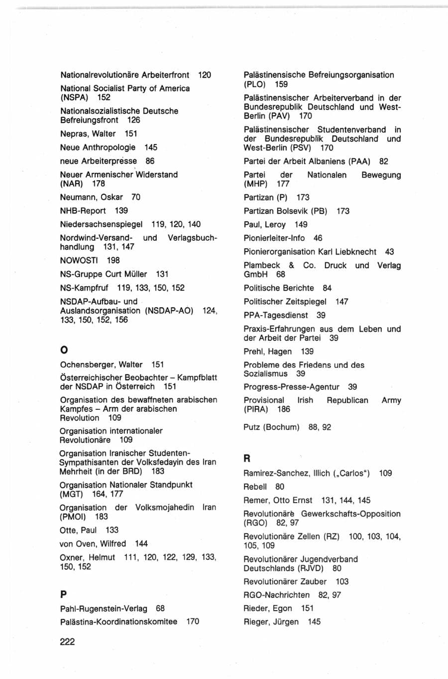 Seite 222 des Verfassungsschutzbericht 1982 Bund