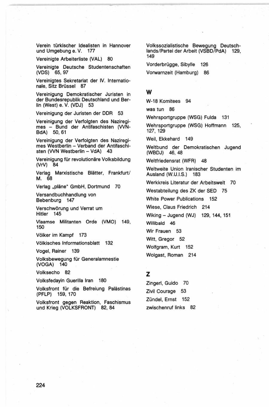 Seite 224 des Verfassungsschutzbericht 1982 Bund