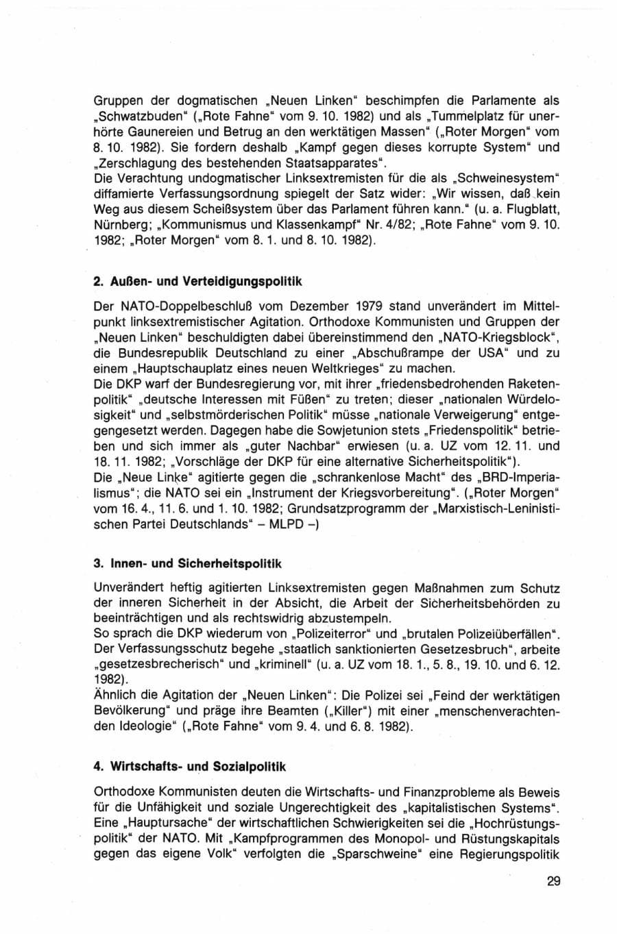Seite 29 des Verfassungsschutzbericht 1982 Bund