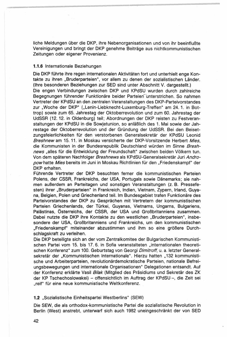 Seite 42 des Verfassungsschutzbericht 1982 Bund