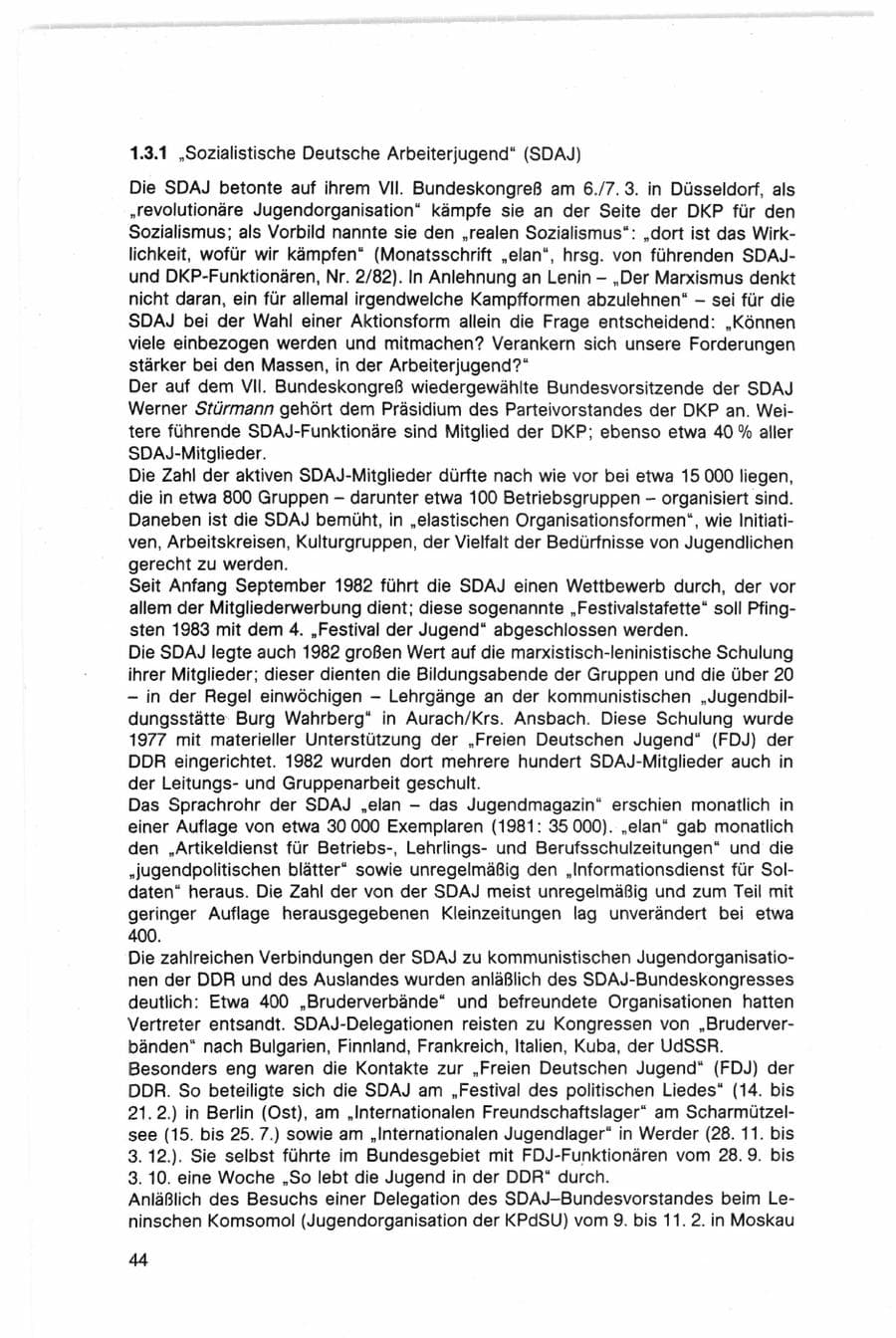 Seite 44 des Verfassungsschutzbericht 1982 Bund
