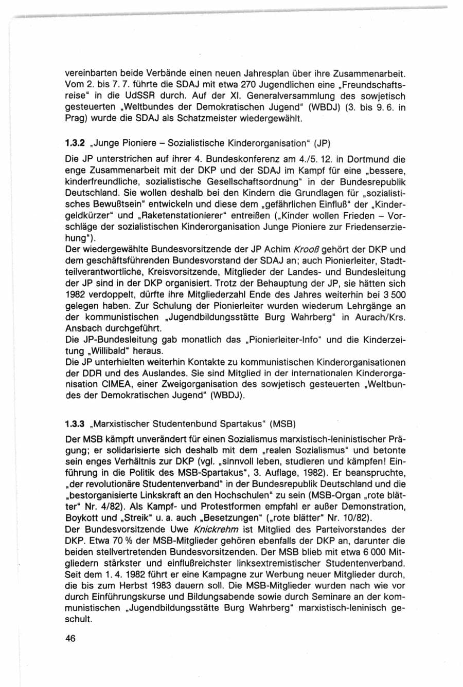 Seite 46 des Verfassungsschutzbericht 1982 Bund