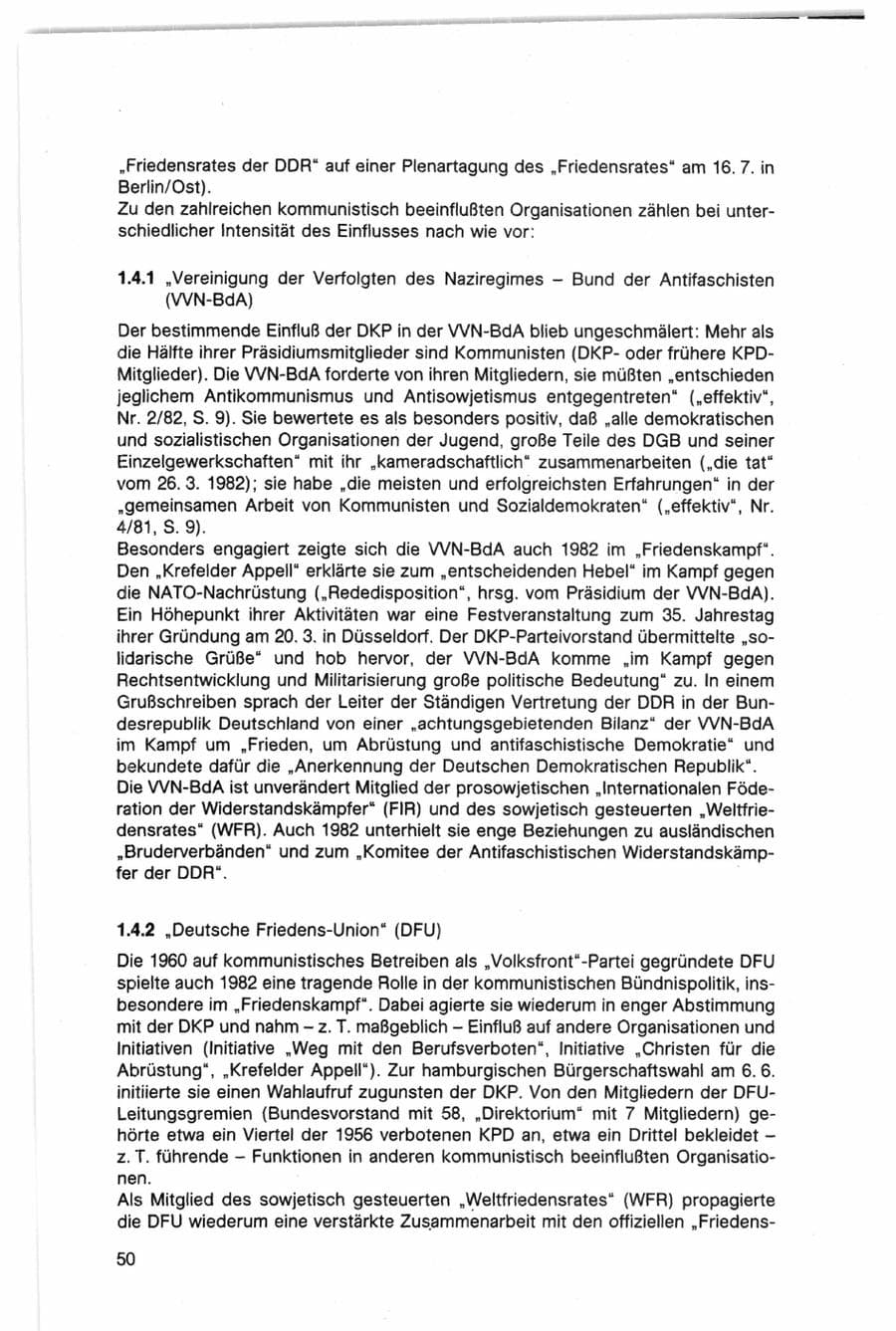 Seite 50 des Verfassungsschutzbericht 1982 Bund