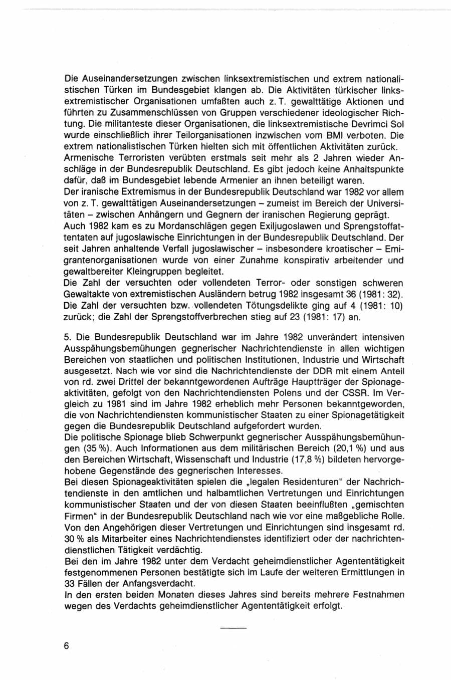 Seite 6 des Verfassungsschutzbericht 1982 Bund