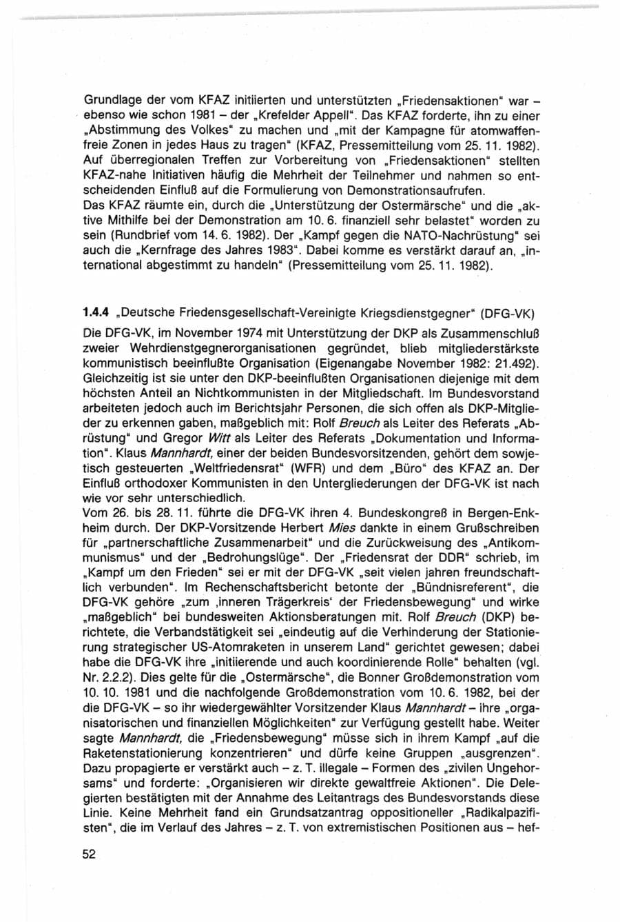 Seite 52 des Verfassungsschutzbericht 1982 Bund
