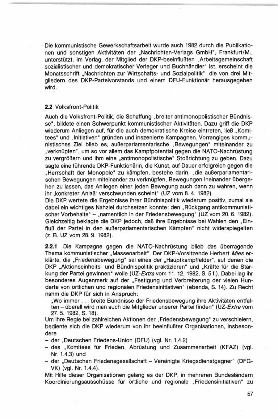 Seite 57 des Verfassungsschutzbericht 1982 Bund