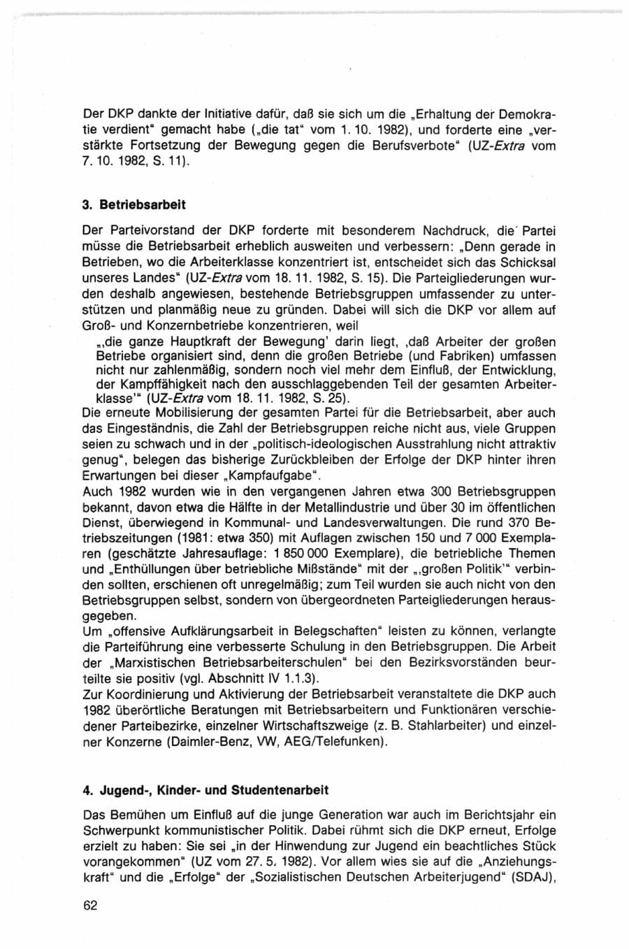 Seite 62 des Verfassungsschutzbericht 1982 Bund