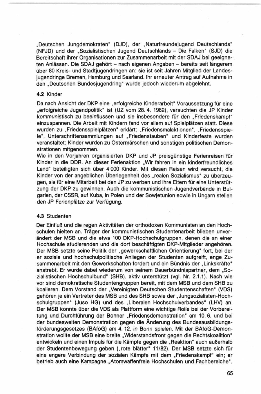 Seite 65 des Verfassungsschutzbericht 1982 Bund