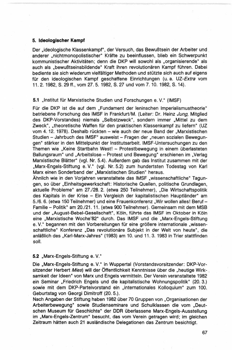 Seite 67 des Verfassungsschutzbericht 1982 Bund