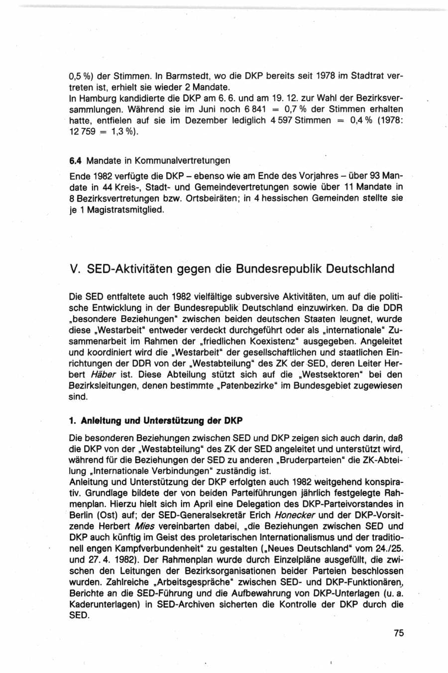 Seite 75 des Verfassungsschutzbericht 1982 Bund