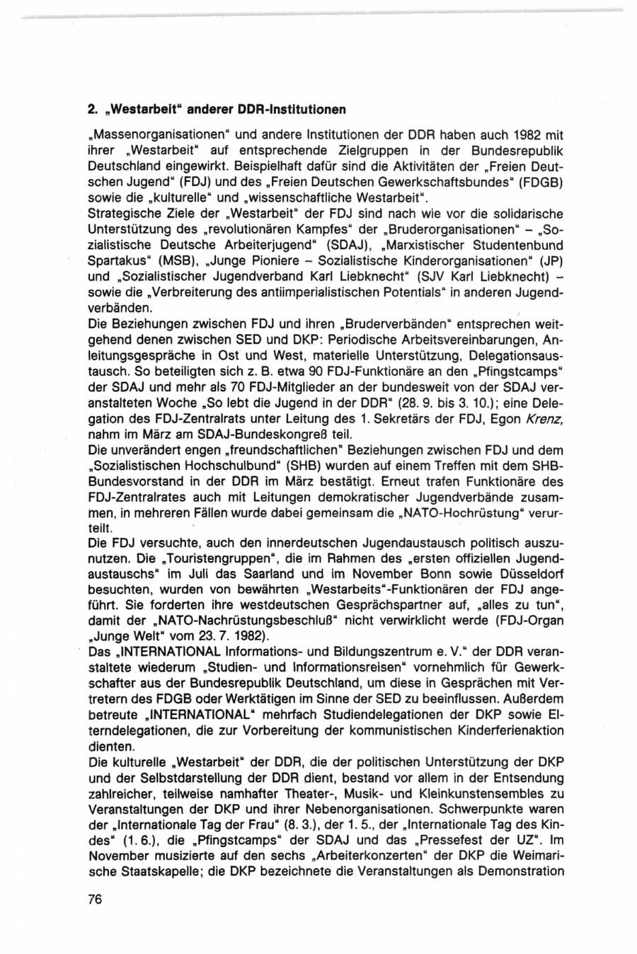 Seite 76 des Verfassungsschutzbericht 1982 Bund
