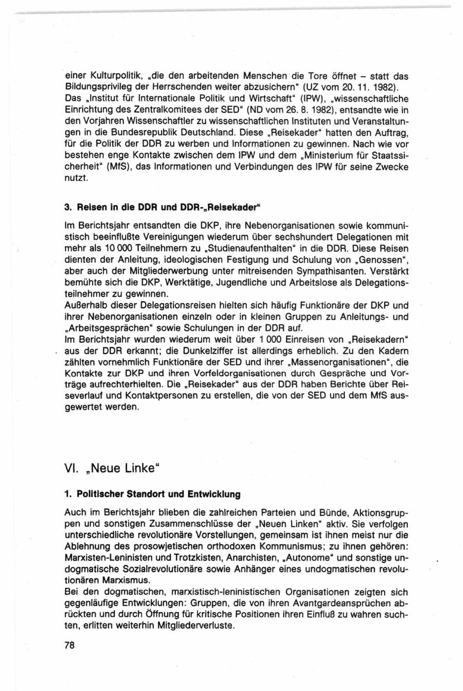 Seite 78 des Verfassungsschutzbericht 1982 Bund