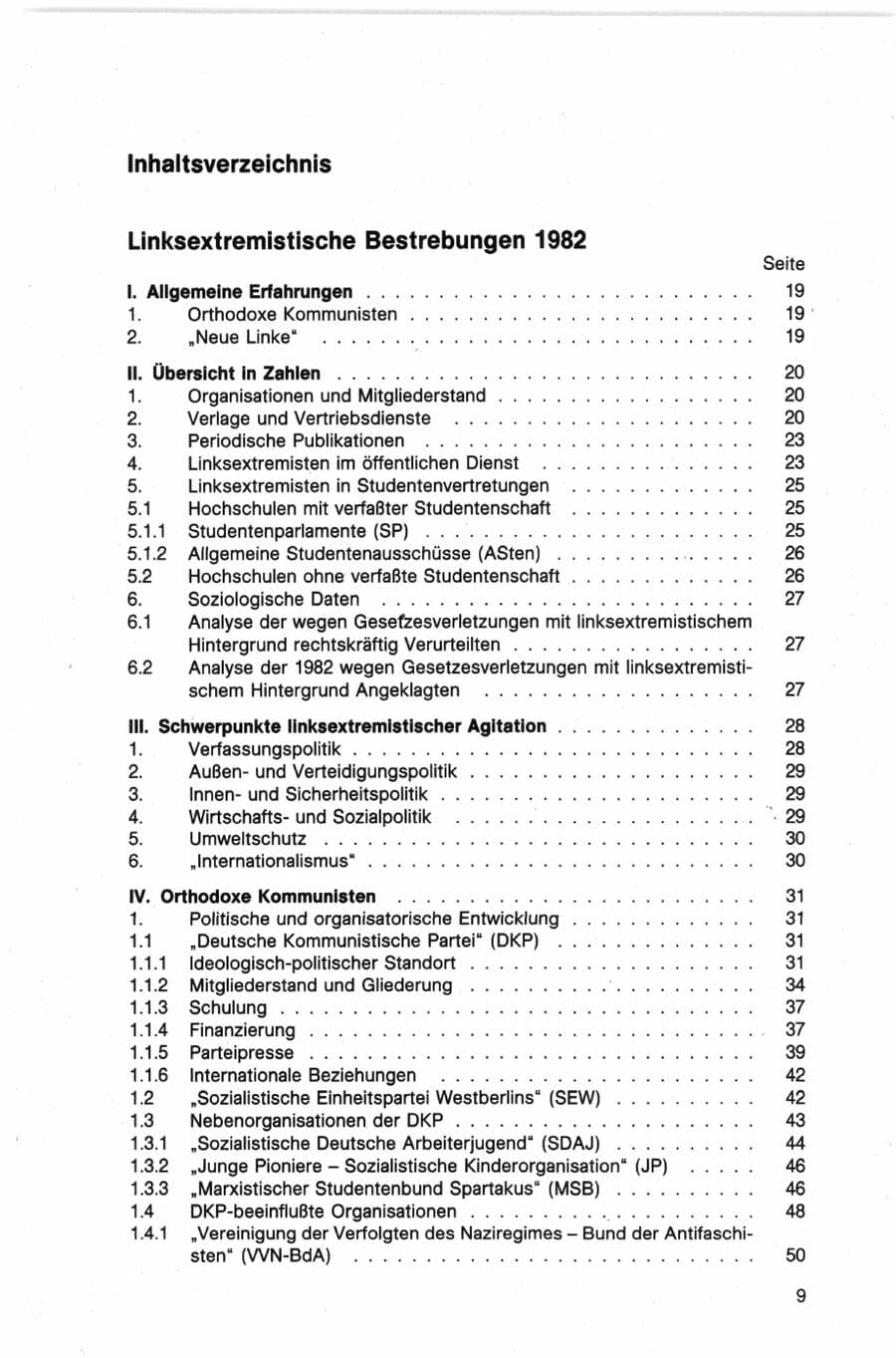 Seite 9 des Verfassungsschutzbericht 1982 Bund