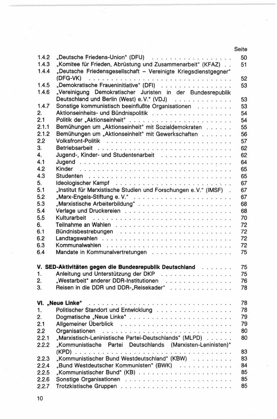 Seite 10 des Verfassungsschutzbericht 1982 Bund