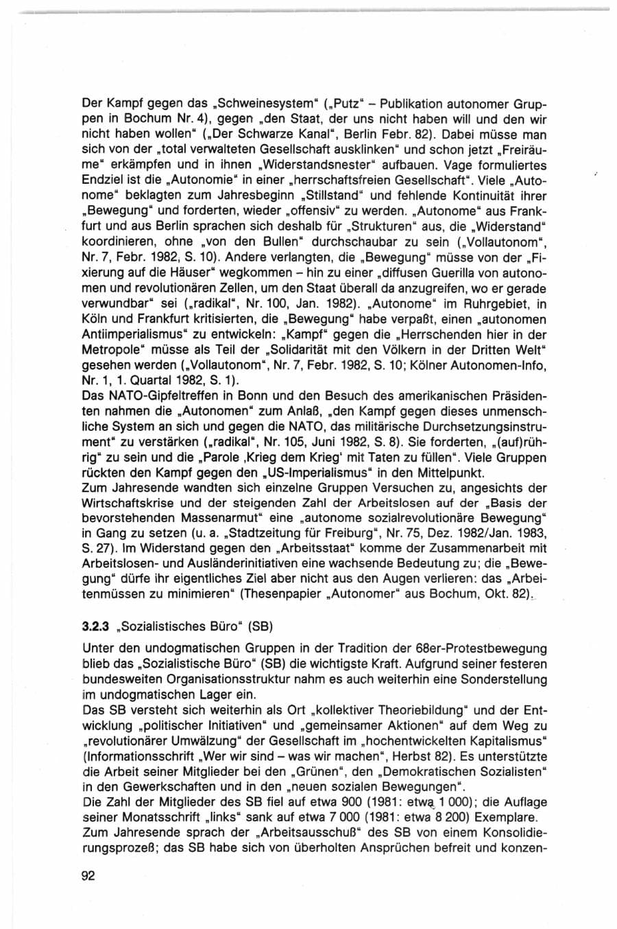 Seite 92 des Verfassungsschutzbericht 1982 Bund