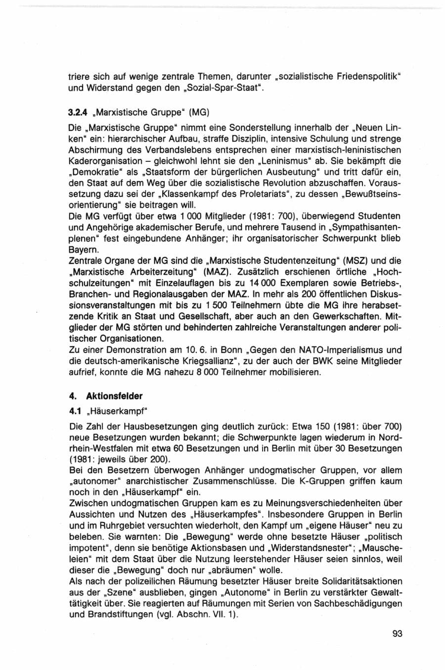 Seite 93 des Verfassungsschutzbericht 1982 Bund