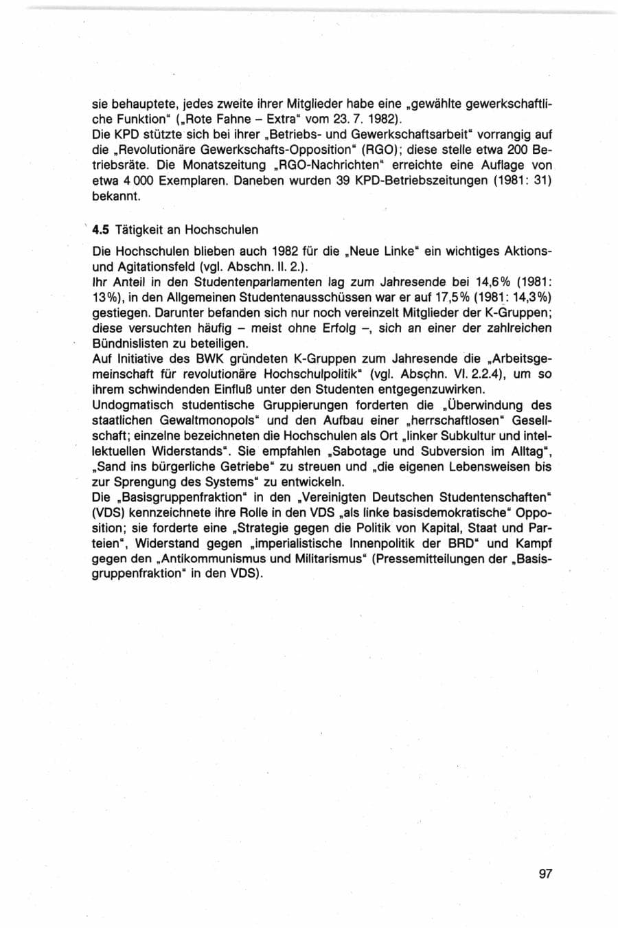 Seite 97 des Verfassungsschutzbericht 1982 Bund